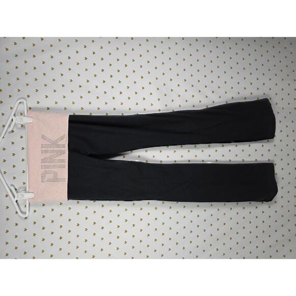 Victorias Secret PINK Bling Cheetah Leopard FOLDOVER Yoga Pants XS Flare - Picture 9 of 9